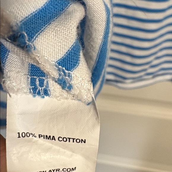 AYR Blue & White French Fry Striped Long Sleeve Tee Shirt Top size medium - Picture 7 of 7